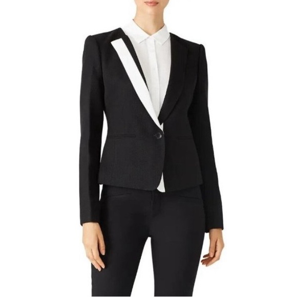 BCBGMaxAzria "Marcelle" Black & White Colorblock Jacket, Size Large NWT! $298 - Picture 1 of 4